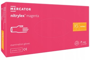 Rękawice nitryl różowe Magenta XS