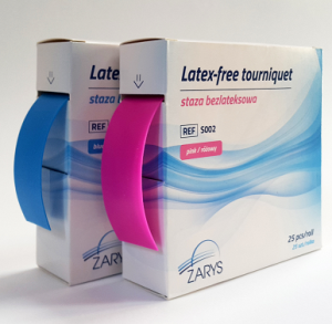 STAZA GUMOWA BEZLATEKSOWA, UCISKOWA, NIEBIESKA 25 szt.